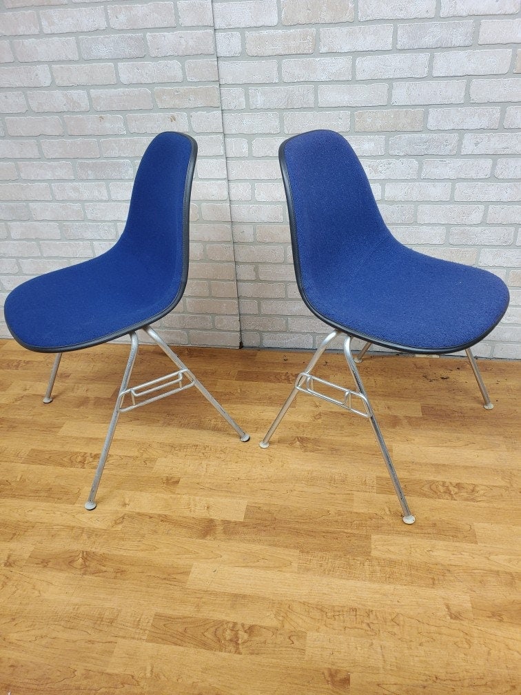 Mid Century Modern Herman Miller Shell Dining Chairs in Blue - Set of 4 - 9