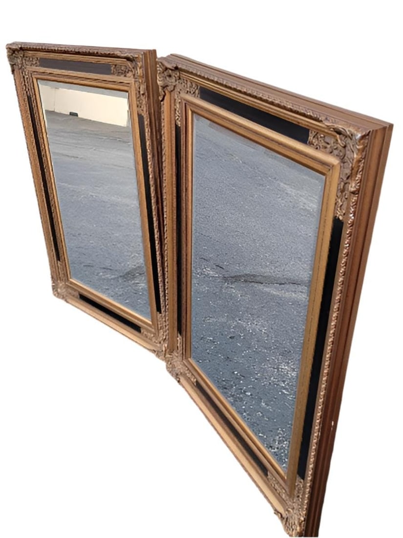 Vintage Colonial Baroque Style Carved Framed Wall Mirrors - Pair - 2