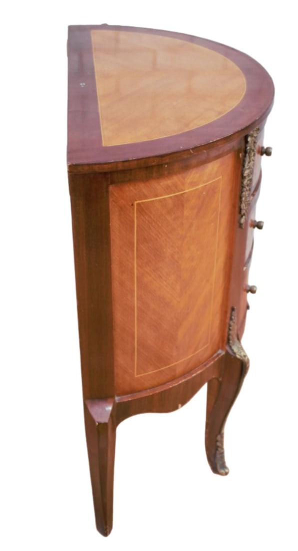 Vintage French Louis XVI Style 3-Drawer Marquetry Ormolu Cabinet - 7