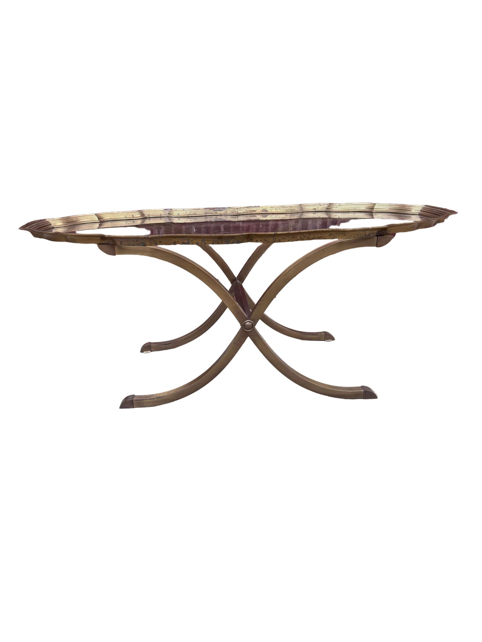 New - Hollywood Regency LaBarge Brass Tray Top Oval Coffee Table: Title: New - Hollywood Regency LaBarge Brass Tray Top Oval Coffee Table Description: Hollywood Regency Labarge Brass Tray Top Oval Coffee Table Hollywood Regency LaBarge Brass Tray Top Coffee Table wi