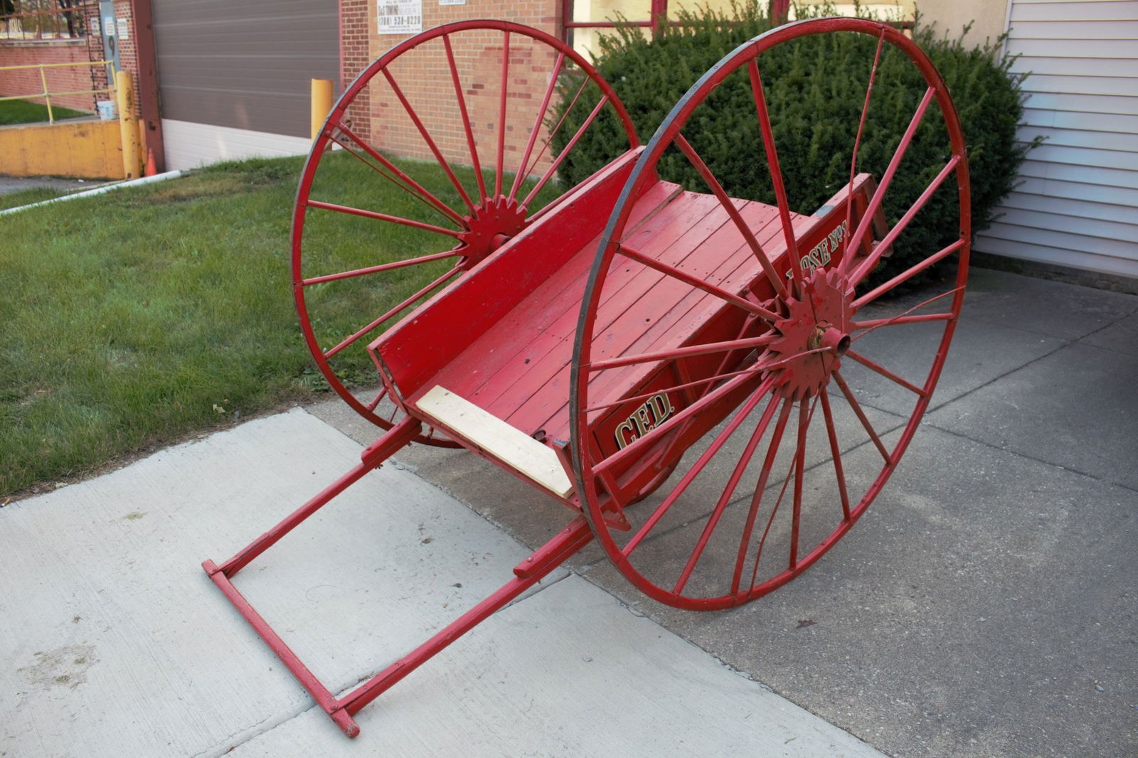 Antique Historic Chicago Fire Hose Cart and Fire Extinguisher - 2 Piece Set - 6