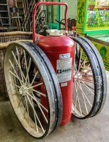 Antique Historic Chicago Fire Hose Cart and Fire Extinguisher - 2 Piece Set - 8
