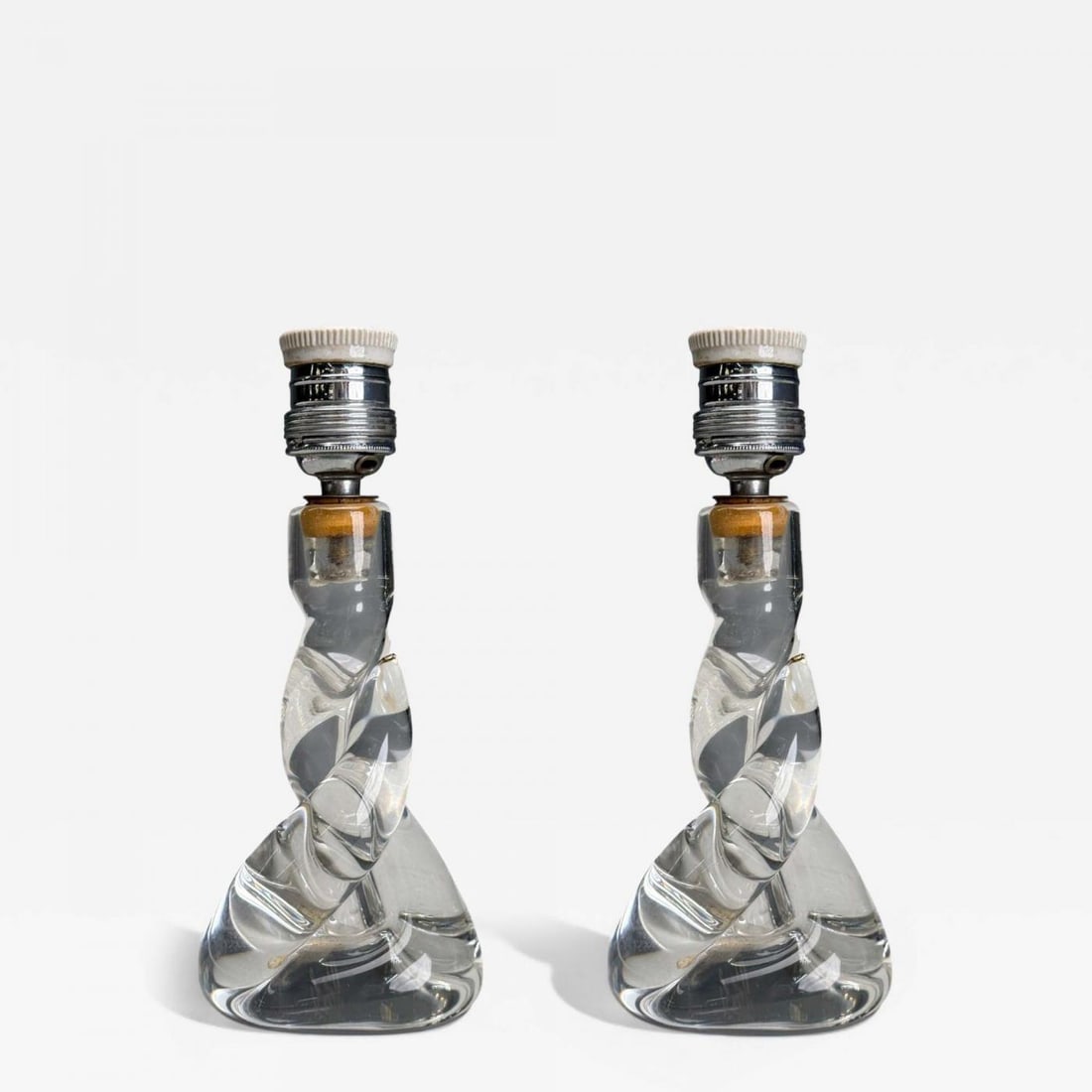 Sevres, French Modern, Glass, Brass, Small Table Lamps, France, 1960s (1 of 11)