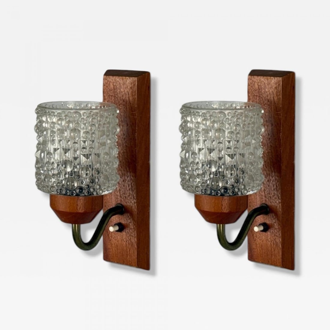 Danish Modern, Teak, Brass, Glass, Wall Lights, Denmark, 1960s - 2