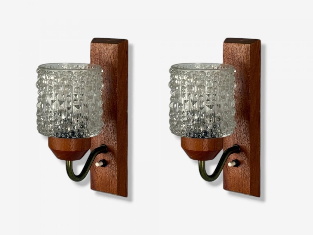 Danish Modern, Teak, Brass, Glass, Wall Lights, Denmark, 1960s - 3