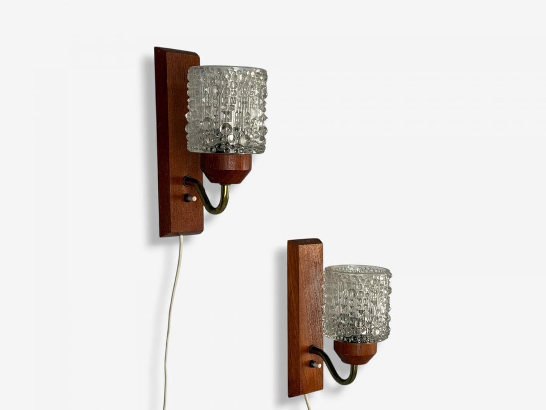Danish Modern, Teak, Brass, Glass, Wall Lights, Denmark, 1960s - 6