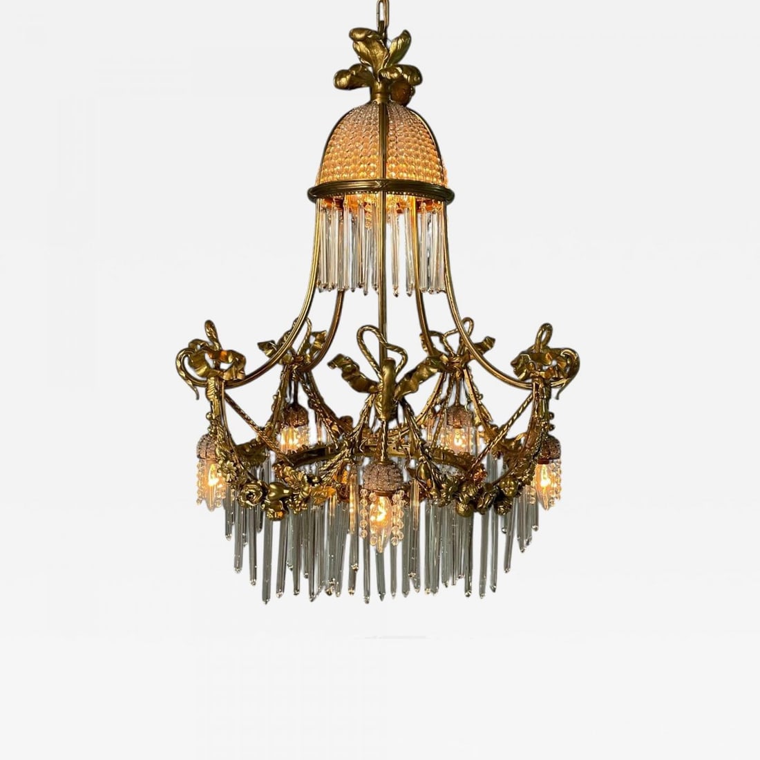 Louis XVI Style, Russian Neoclassical, Bronze, Crystal, Chandelier, France 1900s (1 of 11)