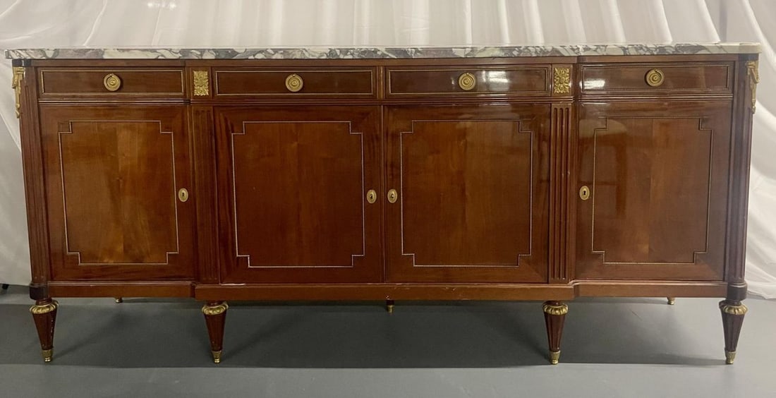 Maison Jansen Louis XVI Style Sideboard, Cabinet, Credenza, Bronze, Marble Top - 3