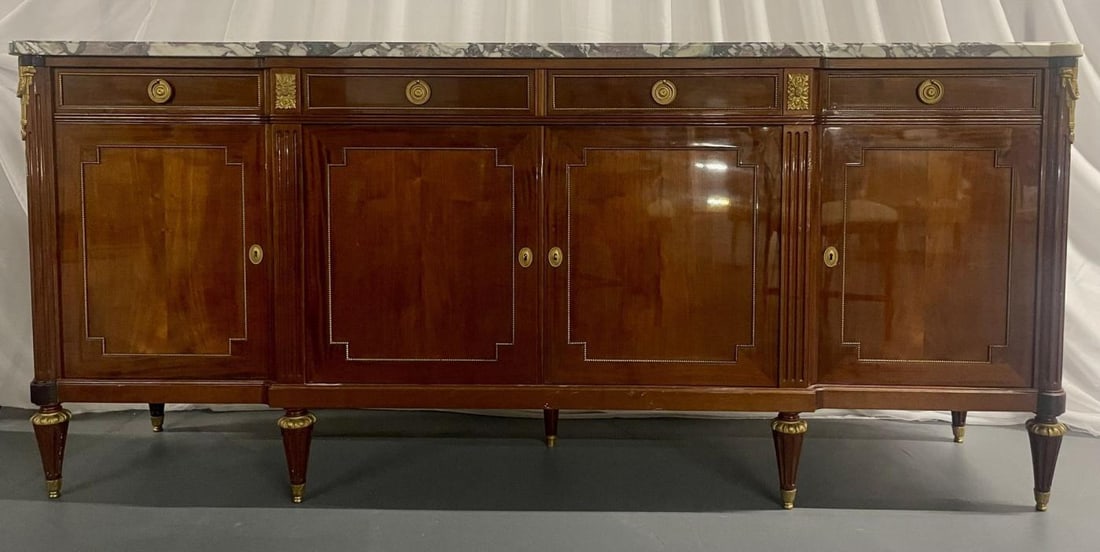 Maison Jansen Louis XVI Style Sideboard, Cabinet, Credenza, Bronze, Marble Top - 4