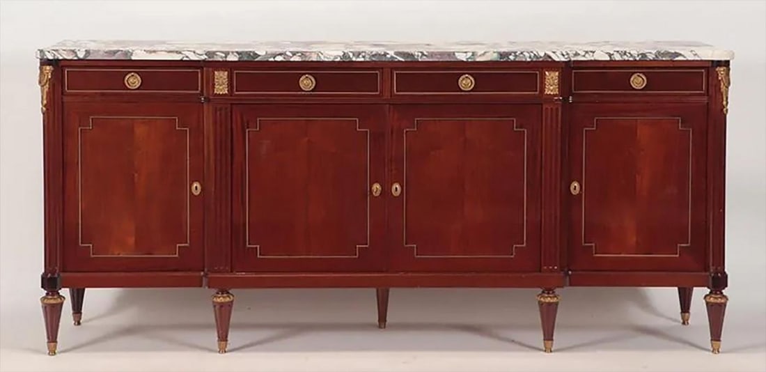 Maison Jansen Louis XVI Style Sideboard, Cabinet, Credenza, Bronze, Marble Top - 8