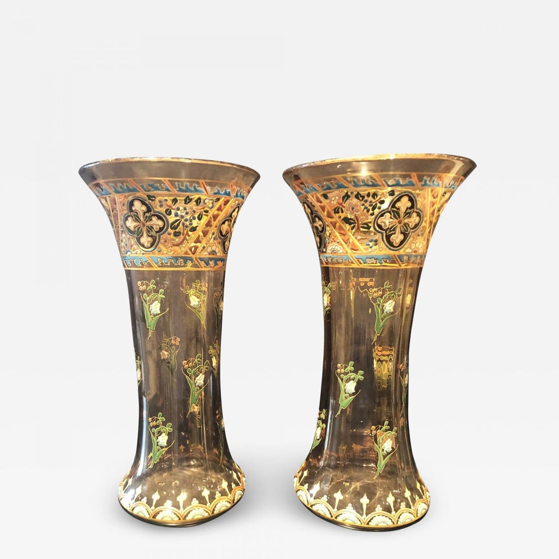 Pair of Antique Palatial French Jeweled Vases or Urns Emile Galle Style (1 of 13)