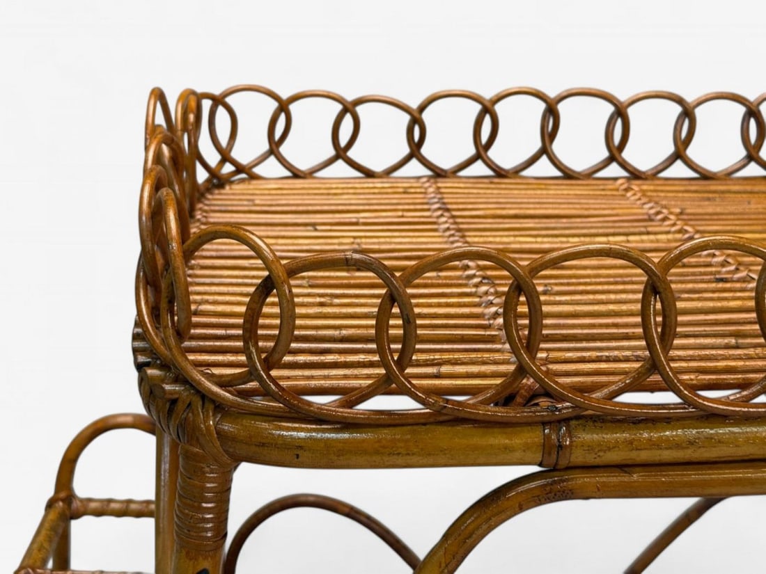 Italian Modern, Bamboo, Rattan, Metal, Bar Cart, Italy, 1960s - 5