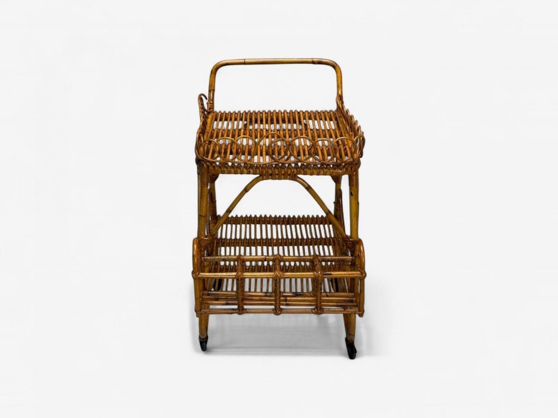 Italian Modern, Bamboo, Rattan, Metal, Bar Cart, Italy, 1960s - 7