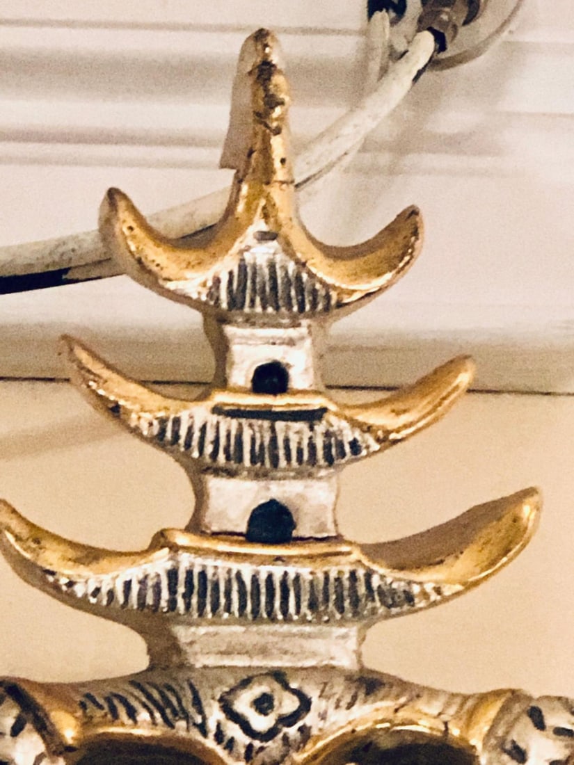 Silver and Gold Leaf Decorator Wall Mirror Having a Web Design and Dancing Bear - 12