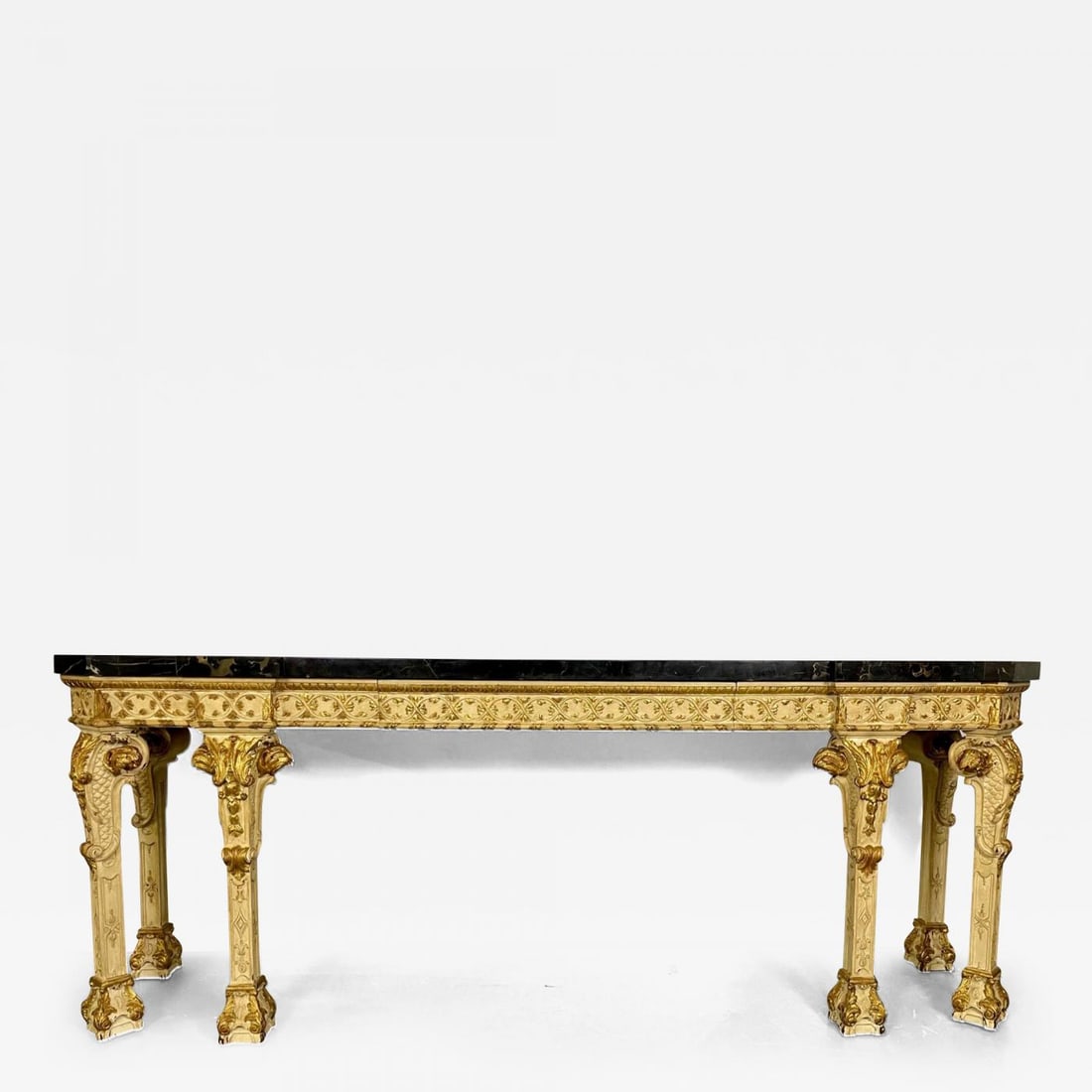 Monumental Marble Top Louis XV Style Console, Sideboard, Maison Jansen, 19 Cent: Title: Monumental Marble Top Louis XV Style Console, Sideboard, Maison Jansen, 19 Cent Description: Monumental Marble Top Louis XV Style Console, Sideboard, Maison Jansen, Late 19th Early 20th