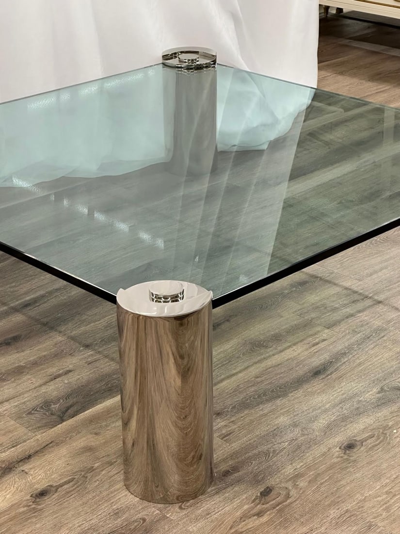 Mid-Century Modern Karl Springer Signed Chrome Coffee, Cocktail Table, Glass Top - 10