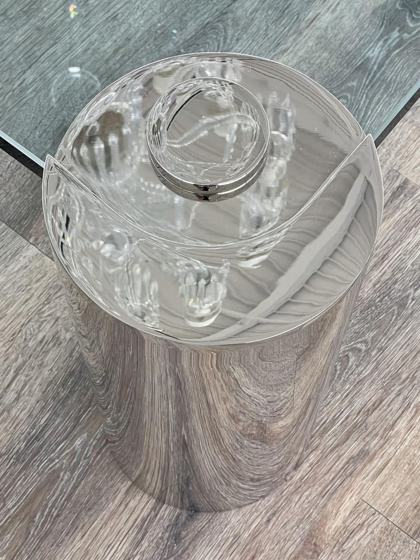 Mid-Century Modern Karl Springer Signed Chrome Coffee, Cocktail Table, Glass Top - 11