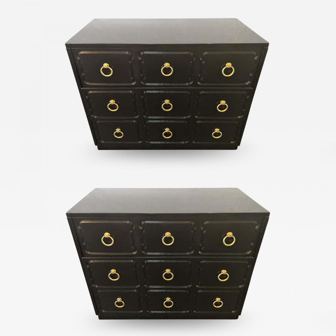 Hollywood Regency Pair of Ebony Refinished Dorothy Draper Style Chests/Commodes (1 of 11)