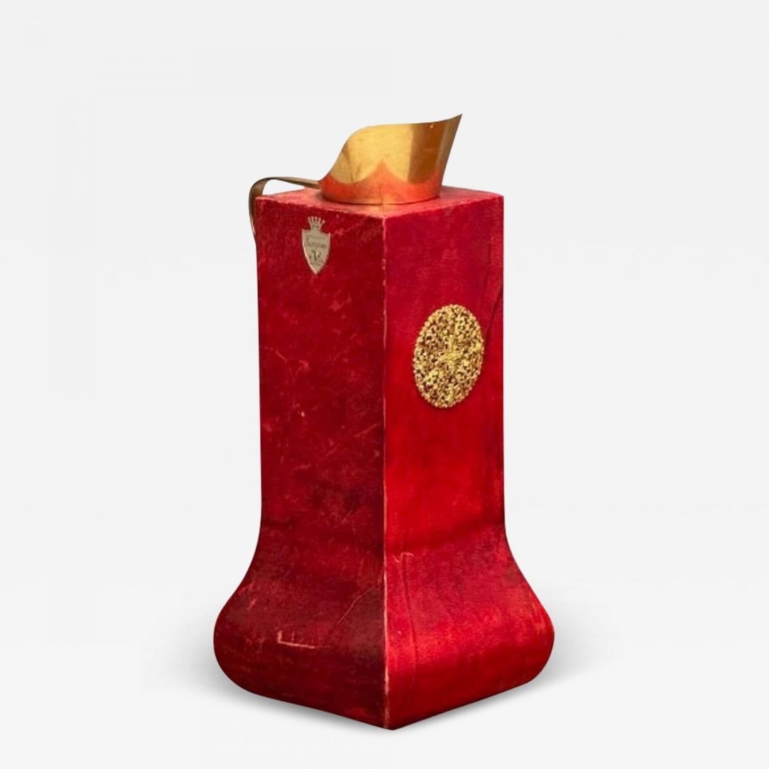Aldo Tura, Italian Mid-Century Modern, Carafe, Brass, Red Lacquered Goatskin (1 of 11)