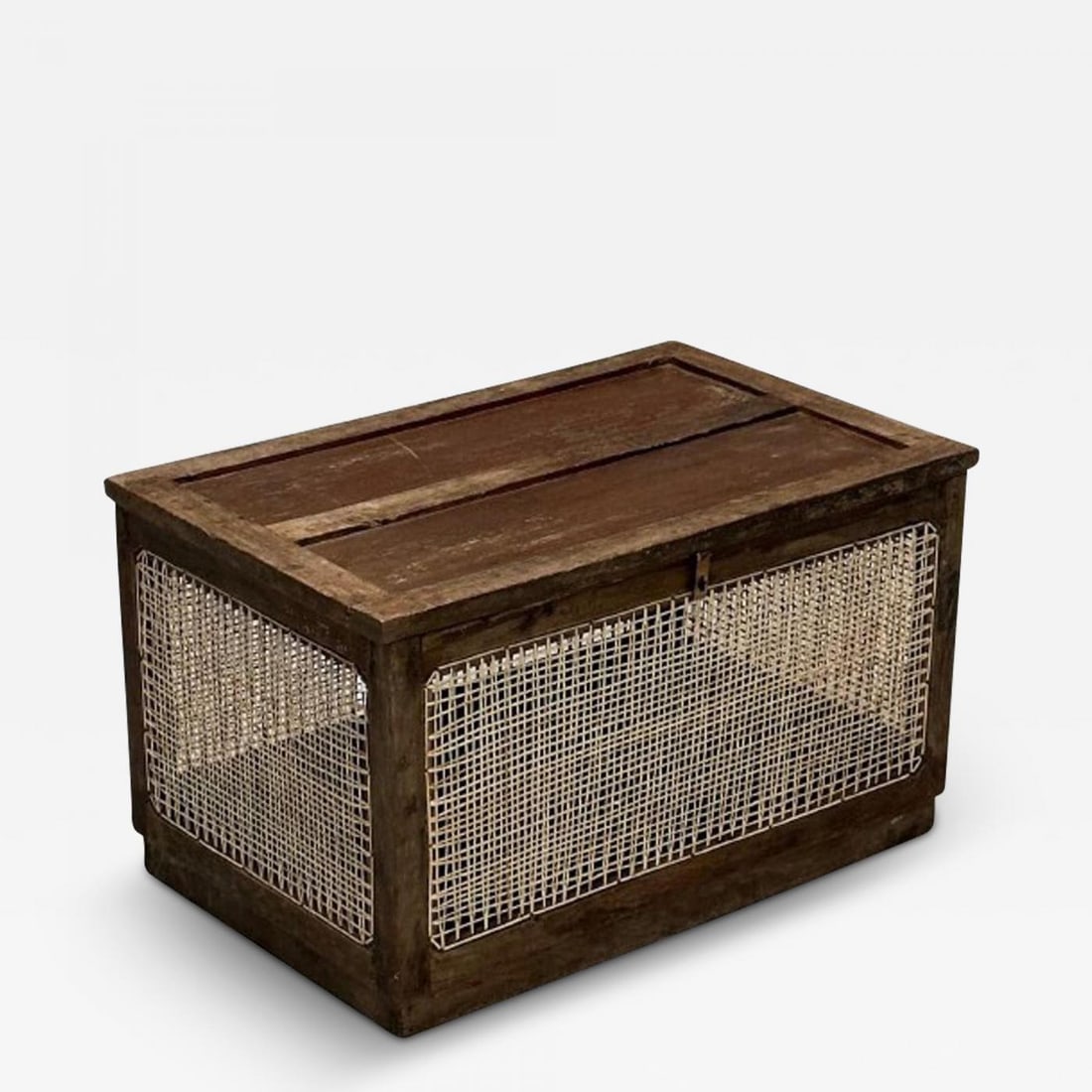 Pierre Jeanneret, French Mid-Century Modern Linen Chest, Cane, Teak, Chandigarh: Title: Pierre Jeanneret, French Mid-Century Modern Linen Chest, Cane, Teak, Chandigarh Description: Pierre Jeanneret, French Mid-Century Modern, Dirty Linen Basket, Cane, Teak, Chandigarh, India c.