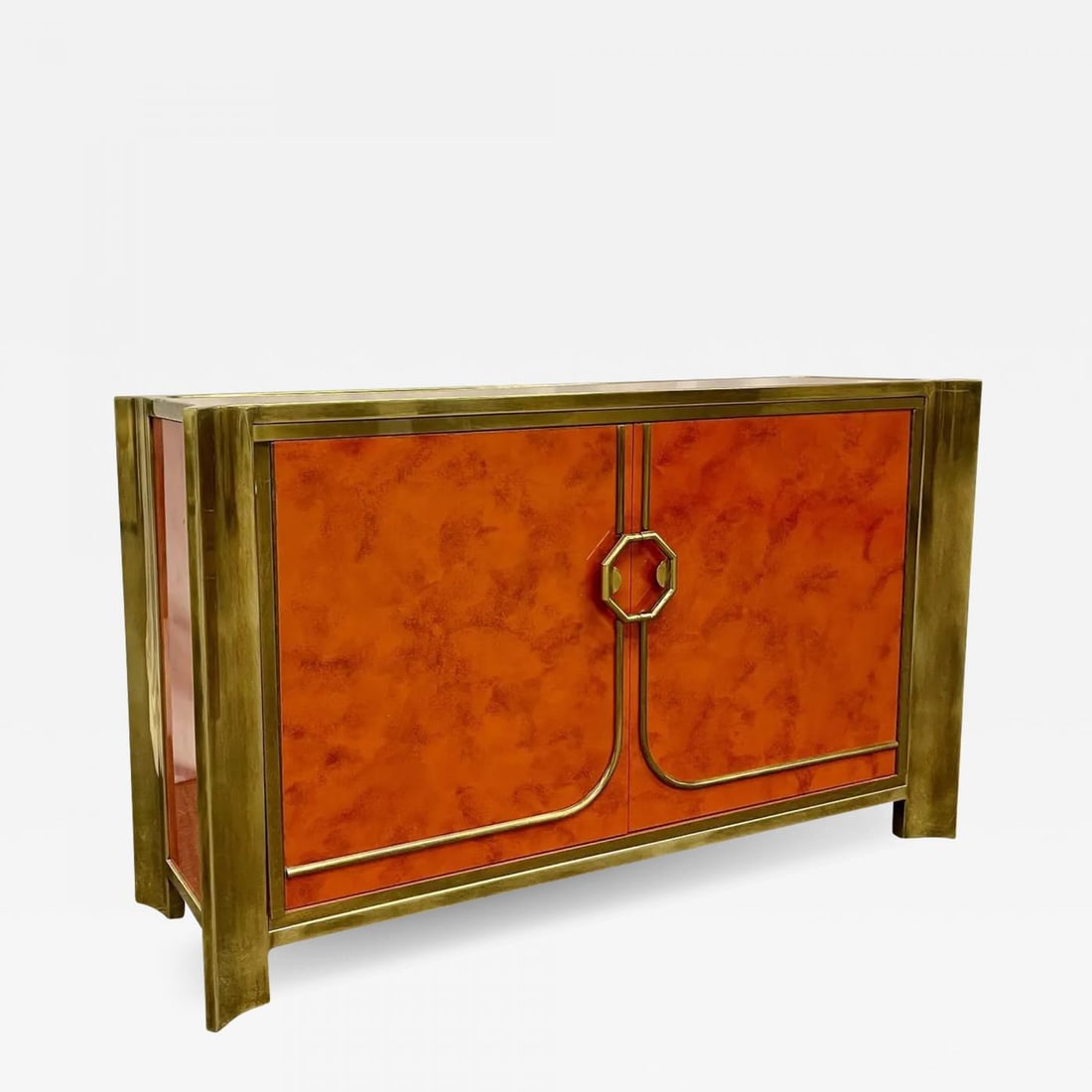 Mid-Century Modern Small Cabinet by Mastercraft, Lacquer, Brass, American, 1980s (1 of 13)