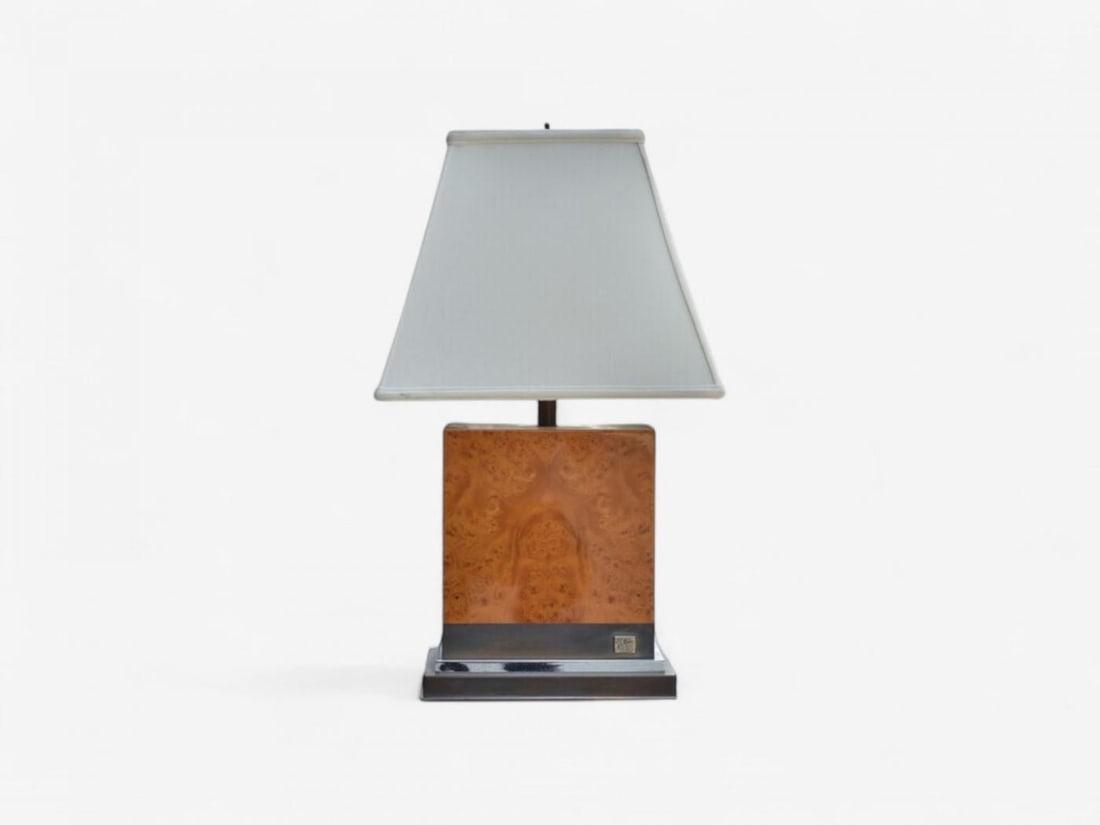 Jean Claude Mahey, Burl Wood, Chrome, Table Lamps, France, 1960s - 4