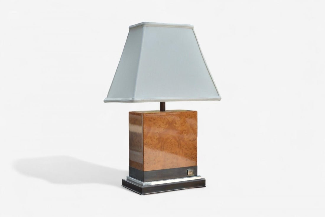 Jean Claude Mahey, Burl Wood, Chrome, Table Lamps, France, 1960s - 5