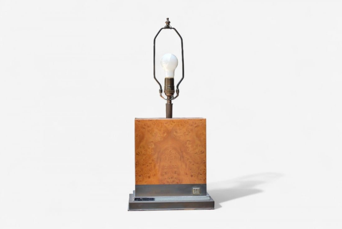 Jean Claude Mahey, Burl Wood, Chrome, Table Lamps, France, 1960s - 8