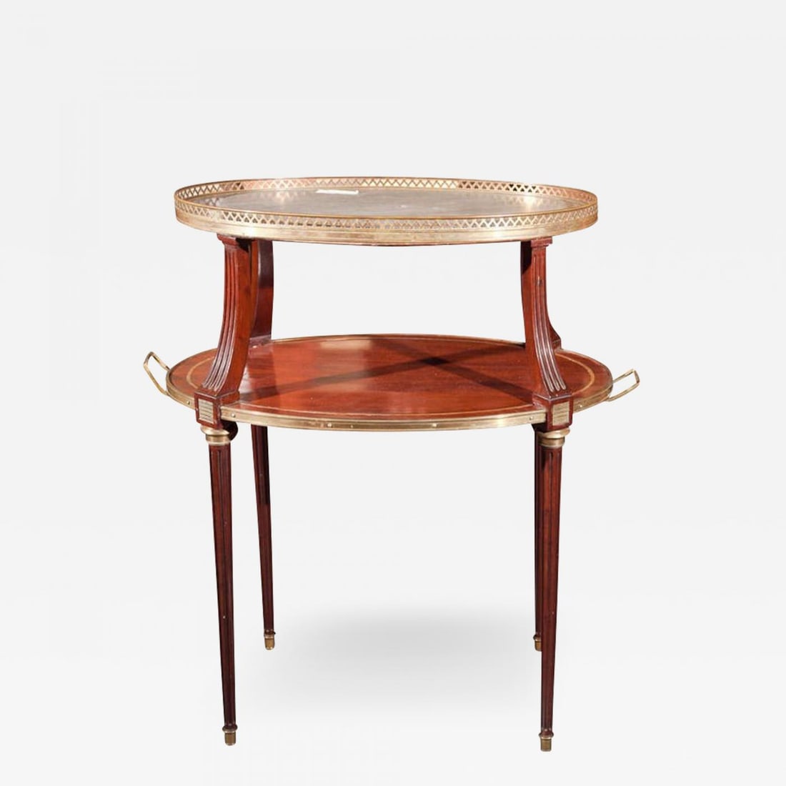 French Two-Tier Mahogany Dessert Stand Manner of Louis XVI (1 of 9)