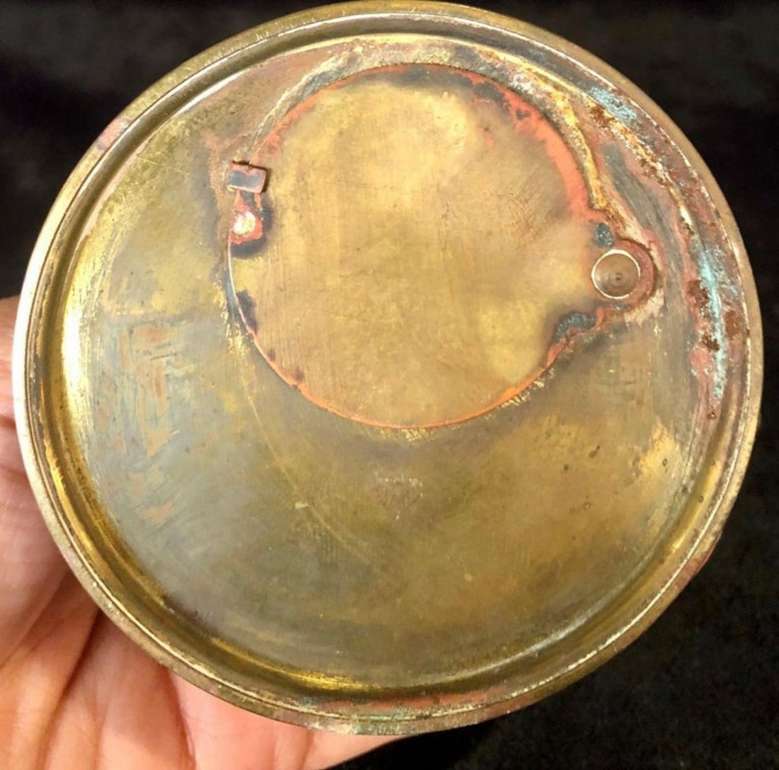 Small Antique Brass Ships Wheel Tabletop Cigar Cutter circa 1920 Tobacco - 4