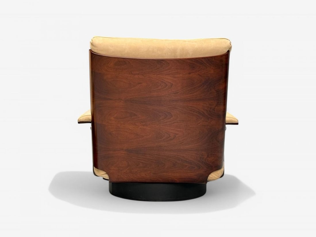 Bernard Brunier, French Mid-Century Modern, Rosewood, Suede, Low Lounge Chairs - 12