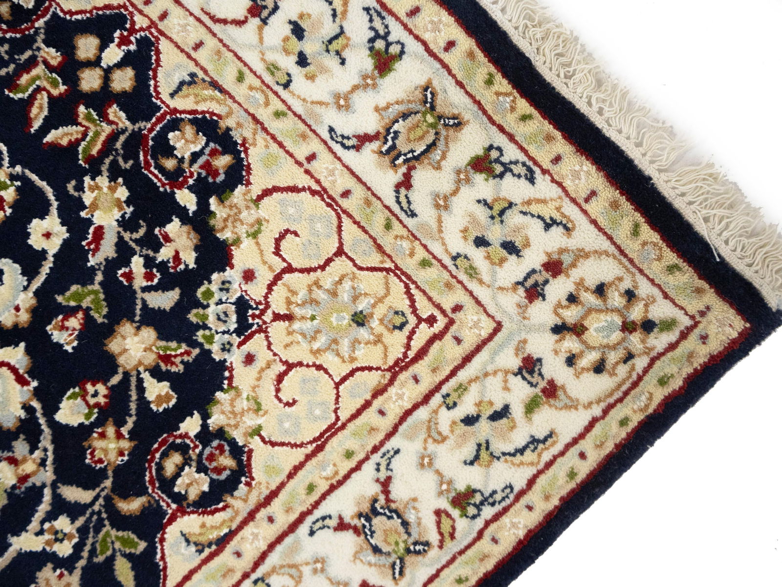 Dark Navy Floral 3X18 Indo-Nain Oriental Runner Rug - 12