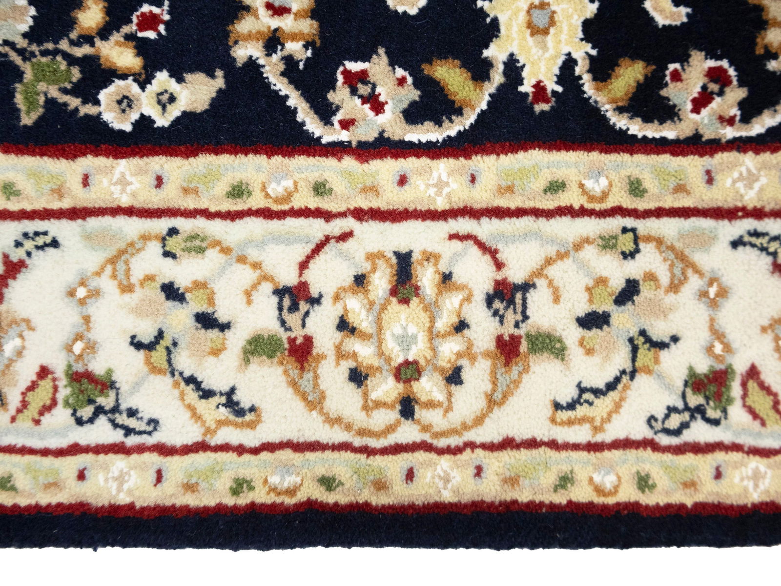 Dark Navy Floral 3X18 Indo-Nain Oriental Runner Rug - 13