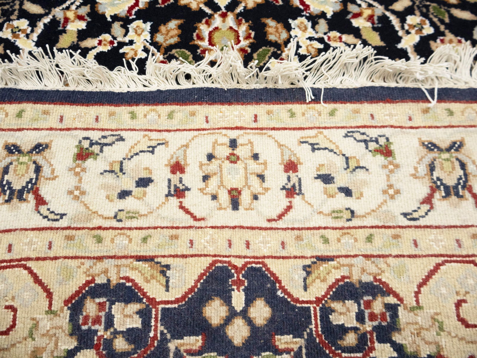 Dark Navy Floral 3X18 Indo-Nain Oriental Runner Rug - 16