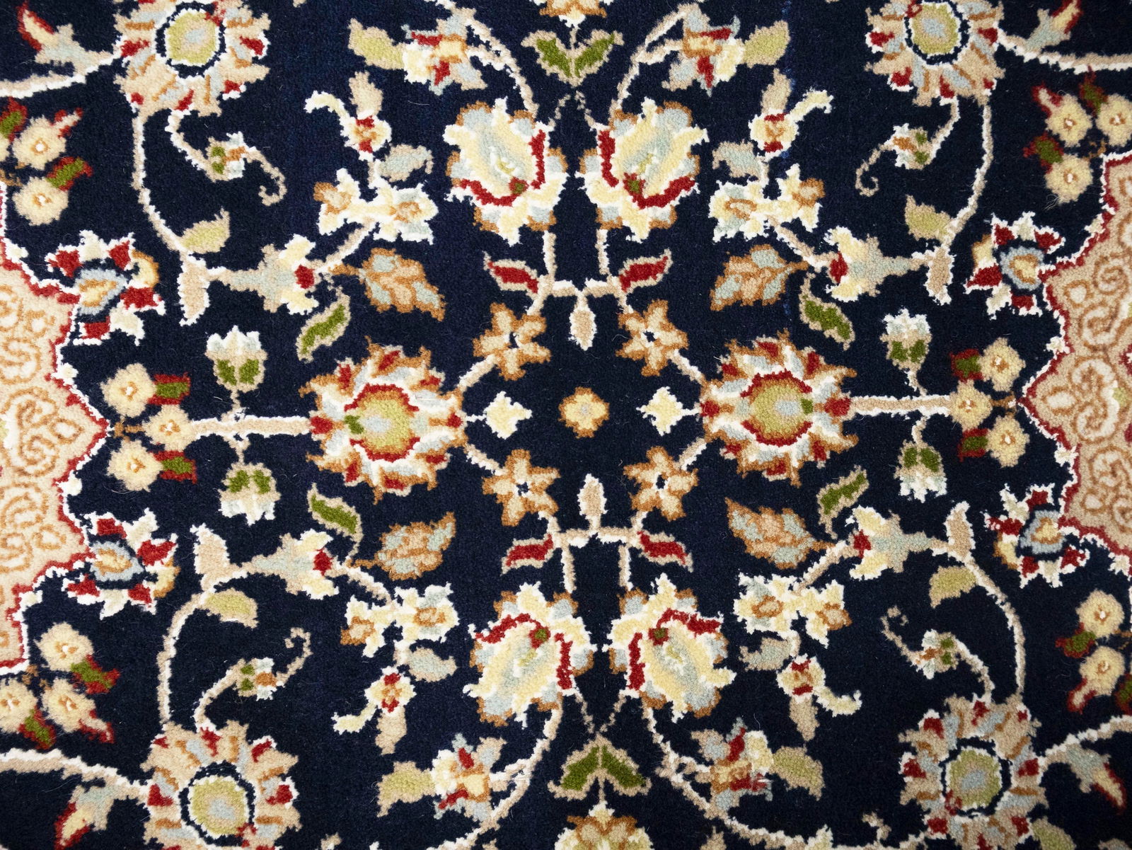 Dark Navy Floral 3X18 Indo-Nain Oriental Runner Rug - 9