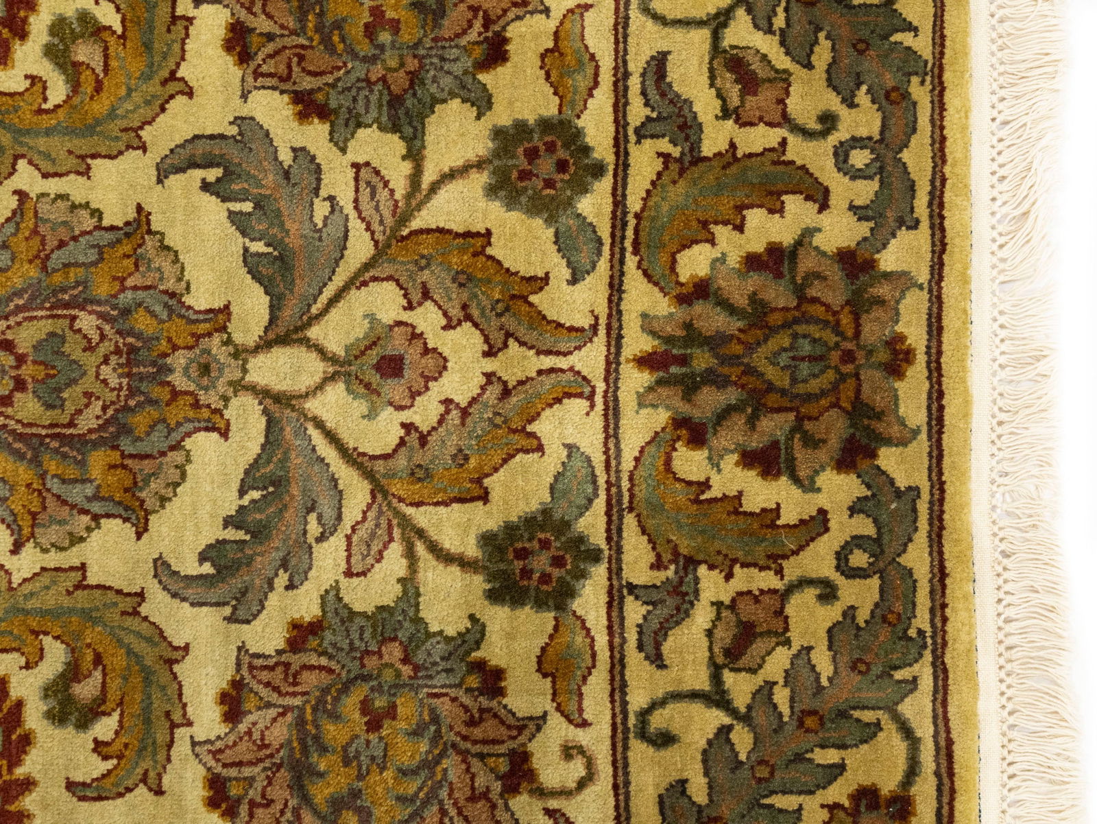 Golden Beige Floral Classic 4X6'5 Agra Jaipur Oriental Rug - 10