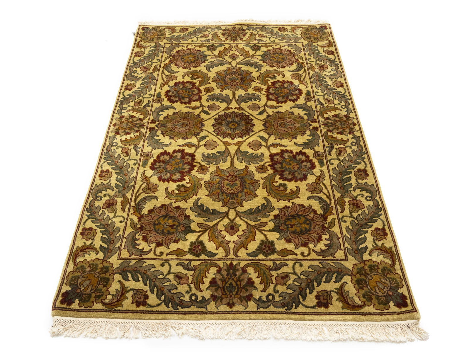 Golden Beige Floral Classic 4X6'5 Agra Jaipur Oriental Rug - 2