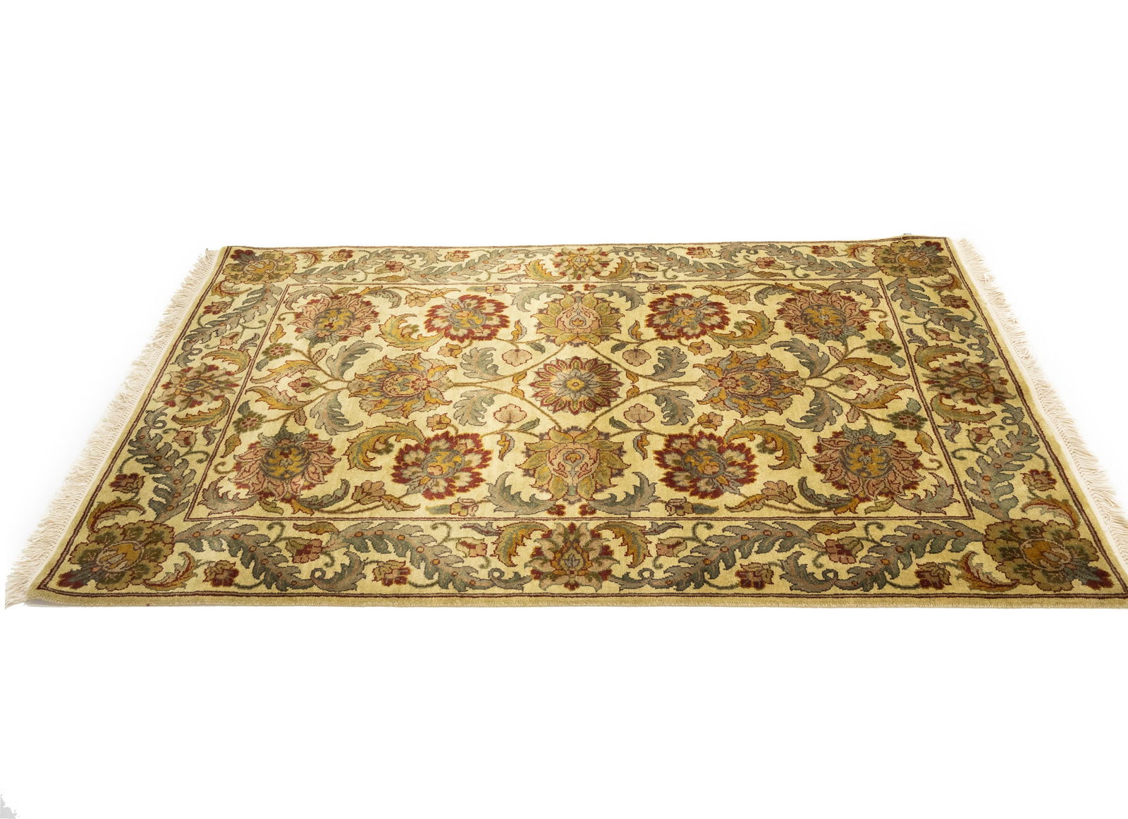 Golden Beige Floral Classic 4X6'5 Agra Jaipur Oriental Rug - 7