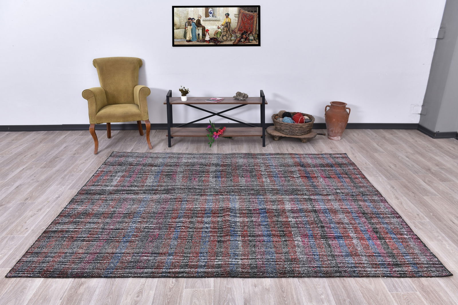 6'3'' x 8'10'' Turkish Flatweave Kilim Rug - 241098: Title: 6'3'' x 8'10'' Turkish Flatweave Kilim Rug - 241098 Description:6'3'' x 8'10'' Turkish Flatweave Kilim Rug - 241098 Origin:Turkiye Date/Period:1960-90 Materials:Wool,Cotton Dimension:6'3''x8'10