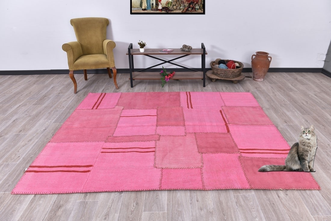 6'0'' x 7'11'' Turkish Flatweave Kilim Rug - 241094: Title: 6'0'' x 7'11'' Turkish Flatweave Kilim Rug - 241094 Description:6'0'' x 7'11'' Turkish Flatweave Kilim Rug - 241094 Origin:Turkiye Date/Period:1960-90 Materials:Wool,Cotton Dimension:6'0''x7'11