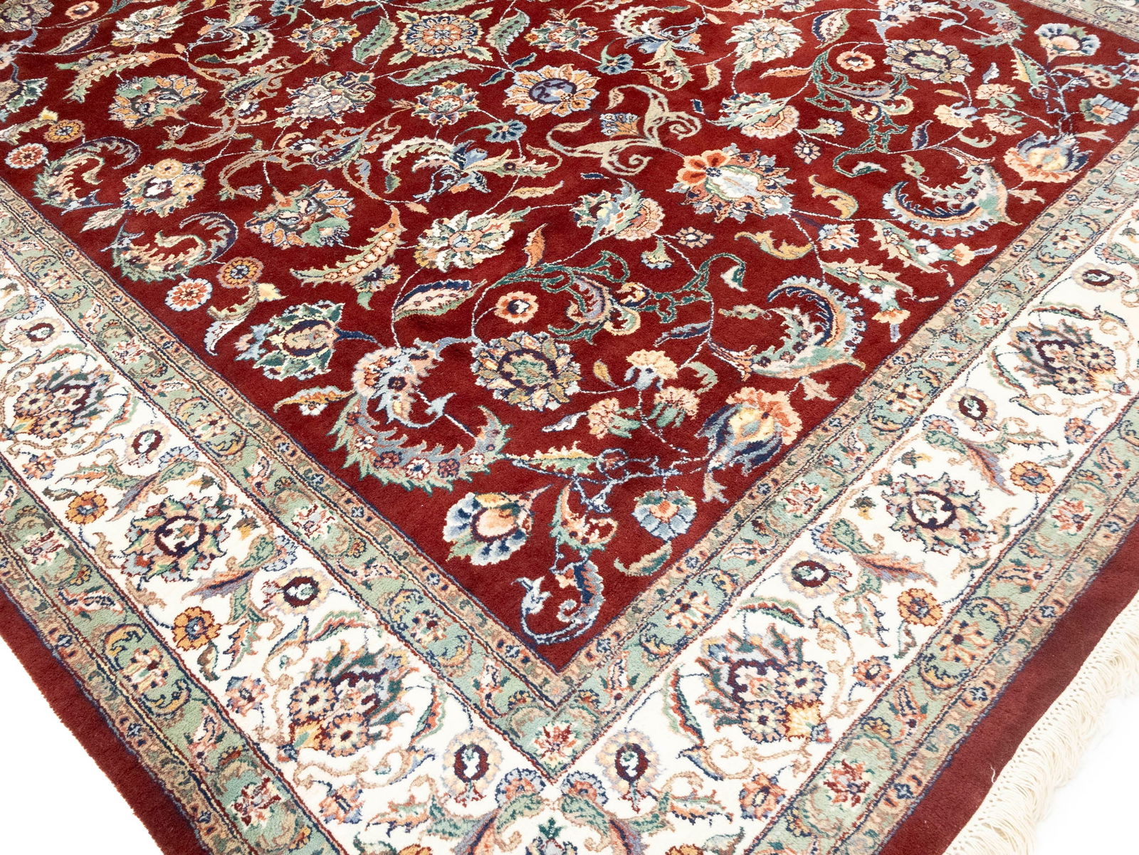Maroon Red Floral 8X10 Indo-Kashan Oriental Rug - 10