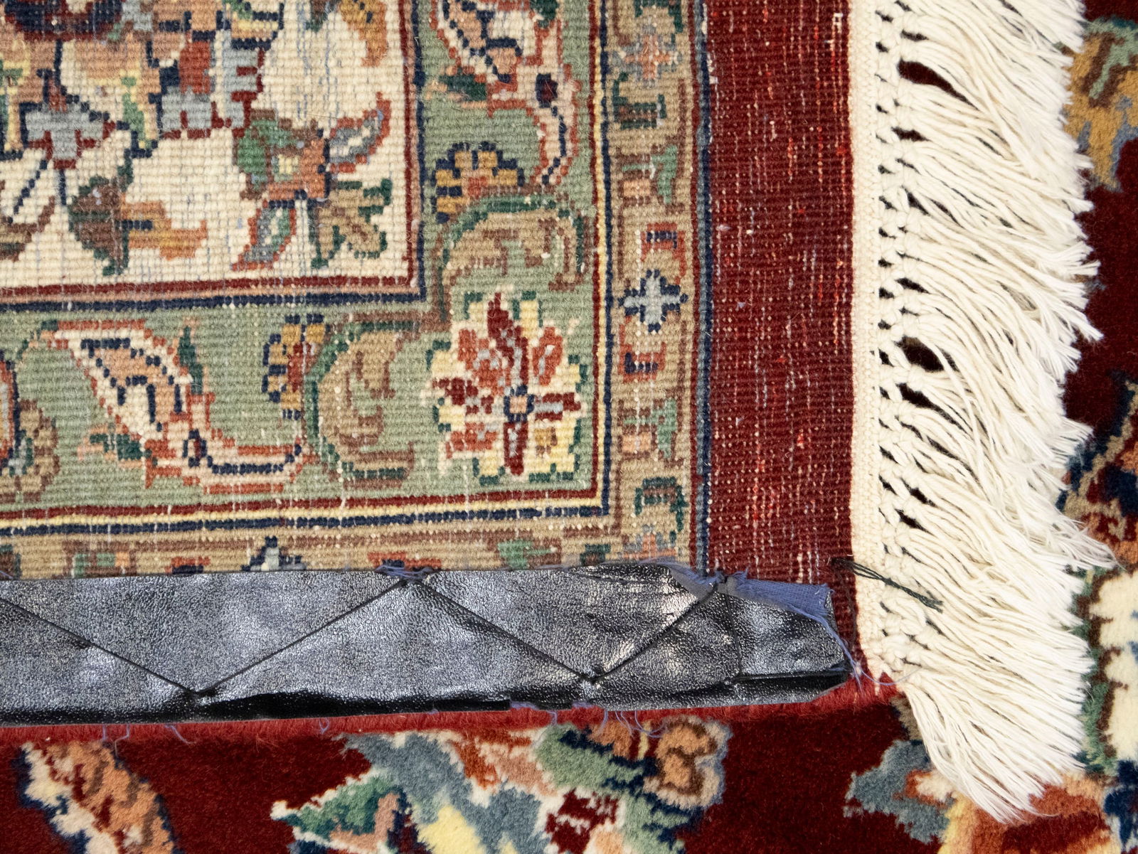 Maroon Red Floral 8X10 Indo-Kashan Oriental Rug - 14