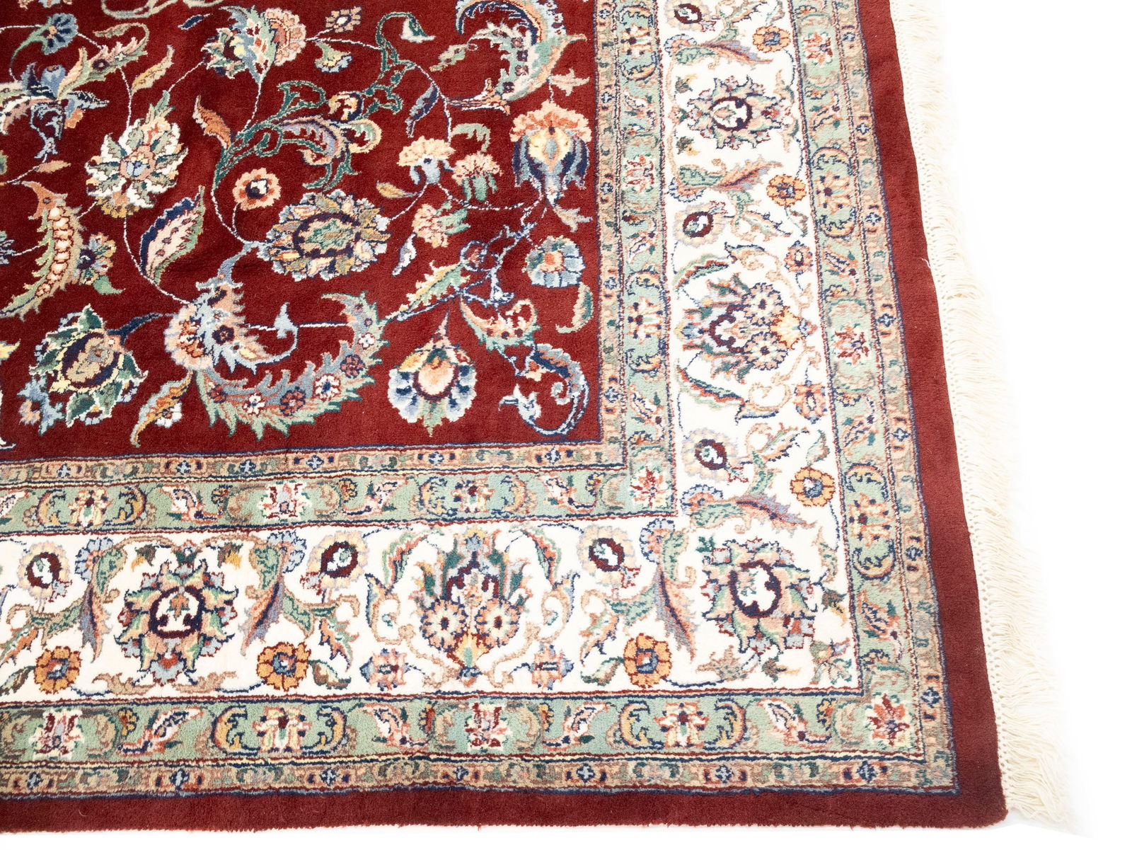 Maroon Red Floral 8X10 Indo-Kashan Oriental Rug - 7