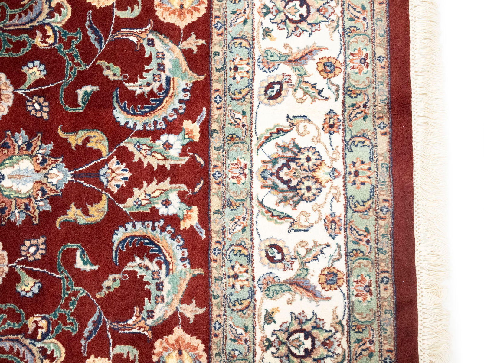 Maroon Red Floral 8X10 Indo-Kashan Oriental Rug - 8