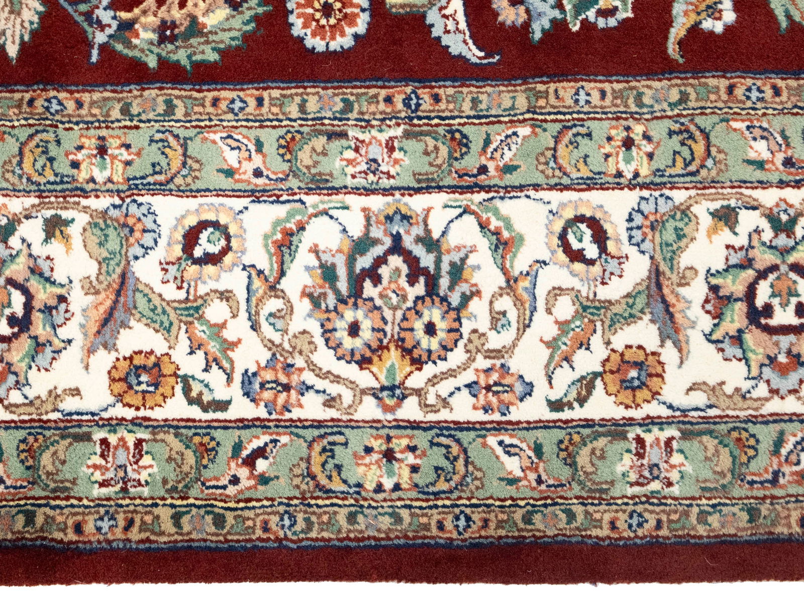 Maroon Red Floral 8X10 Indo-Kashan Oriental Rug - 9