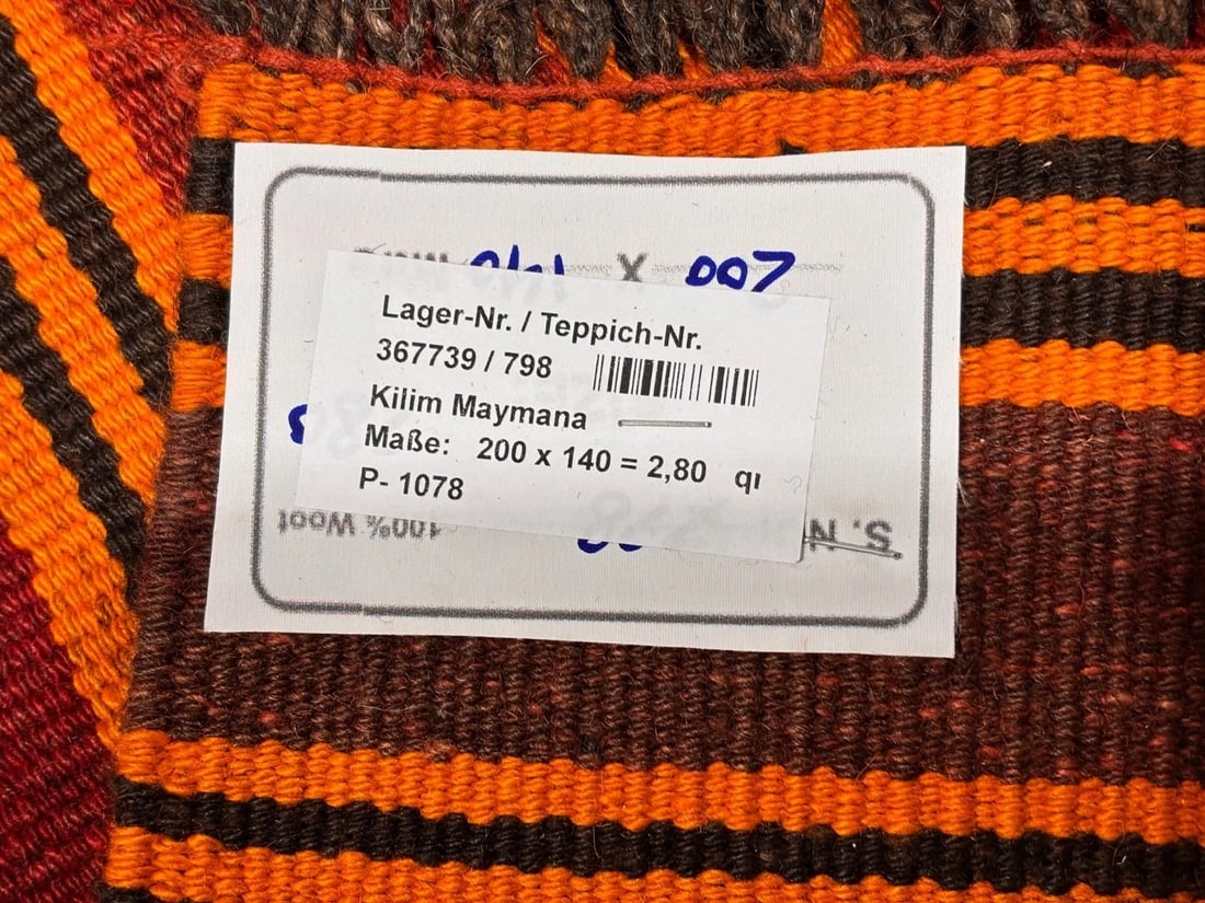 Hand-Knotted Maymana Kilim Tribal Flatweave Wool Oriental Rug 4'7" x 6'7" - 12