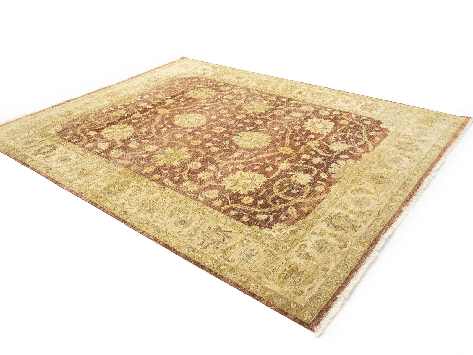 Muted Rusty Brown Floral Peshawar 8X10 Pakistan Oriental Rug - 3