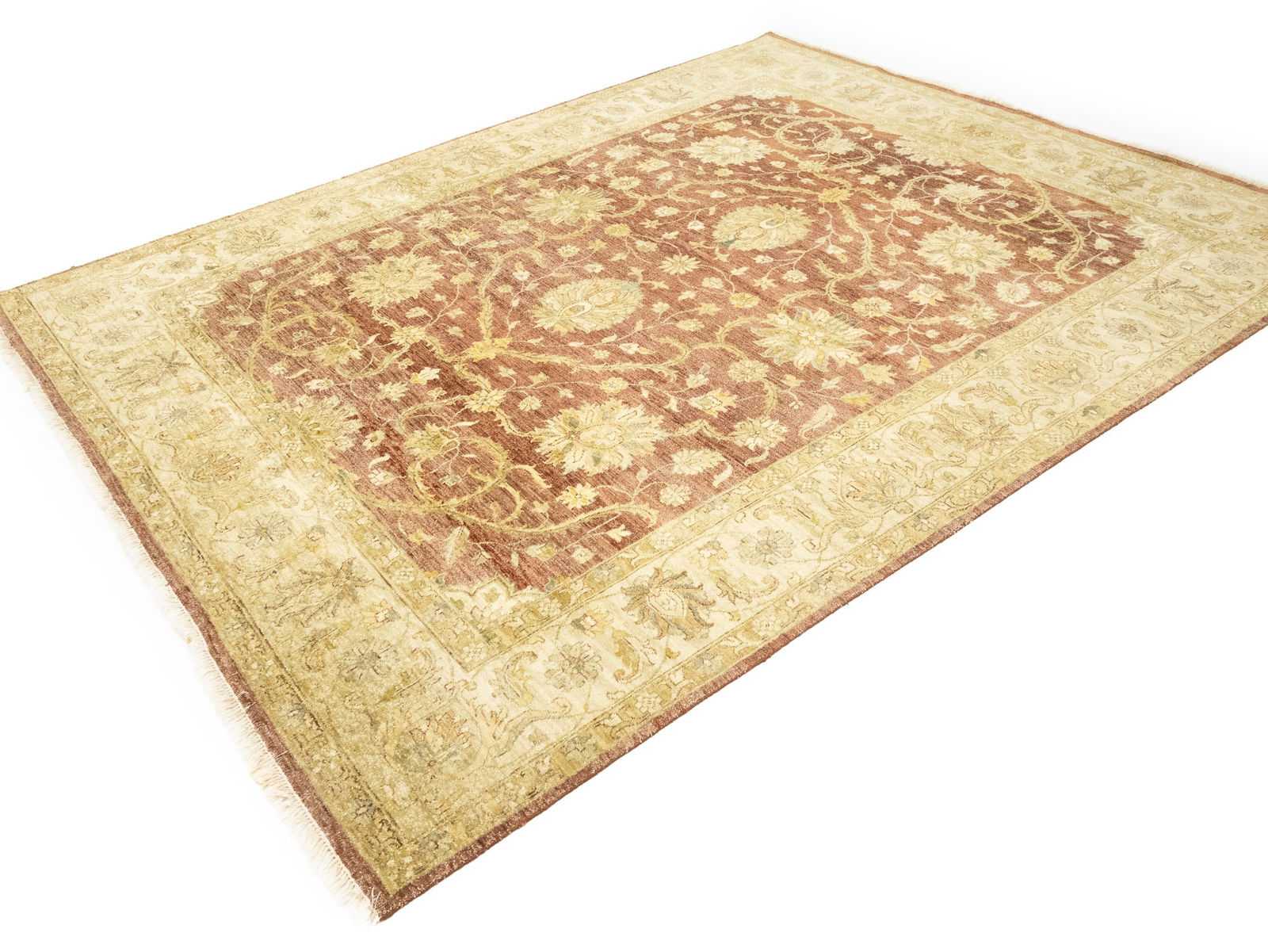 Muted Rusty Brown Floral Peshawar 8X10 Pakistan Oriental Rug - 4