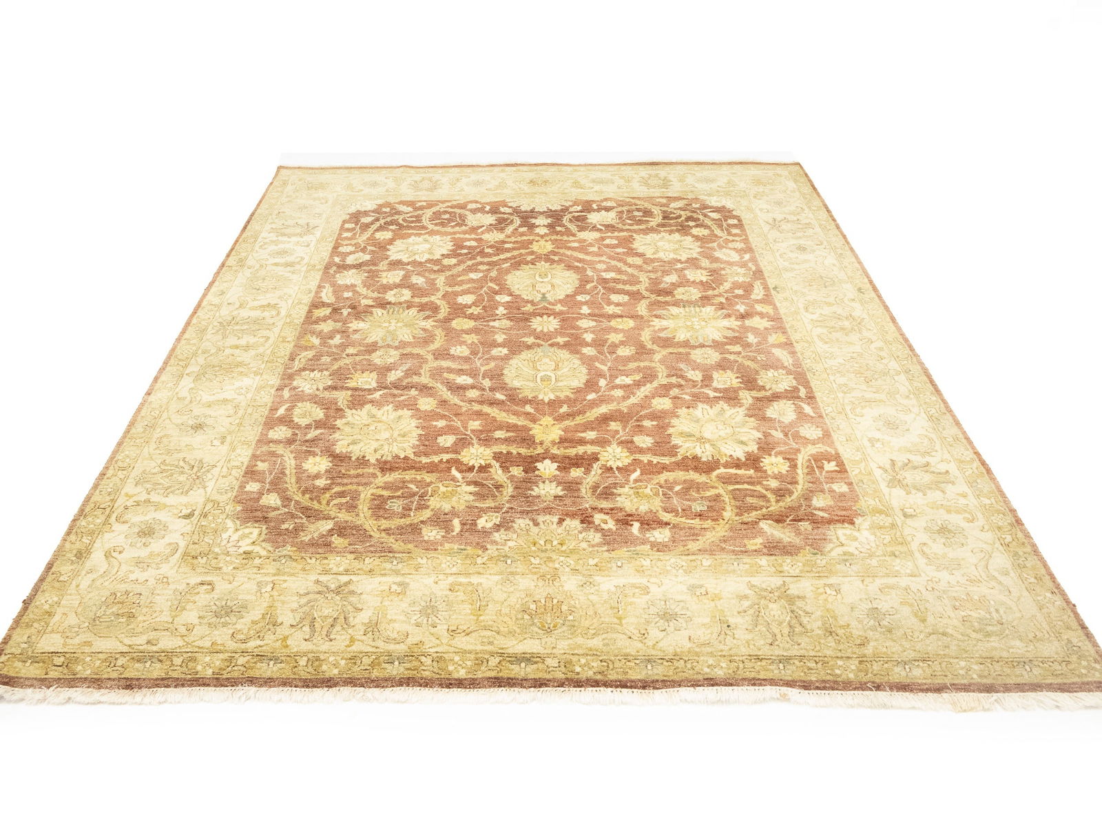 Muted Rusty Brown Floral Peshawar 8X10 Pakistan Oriental Rug - 5