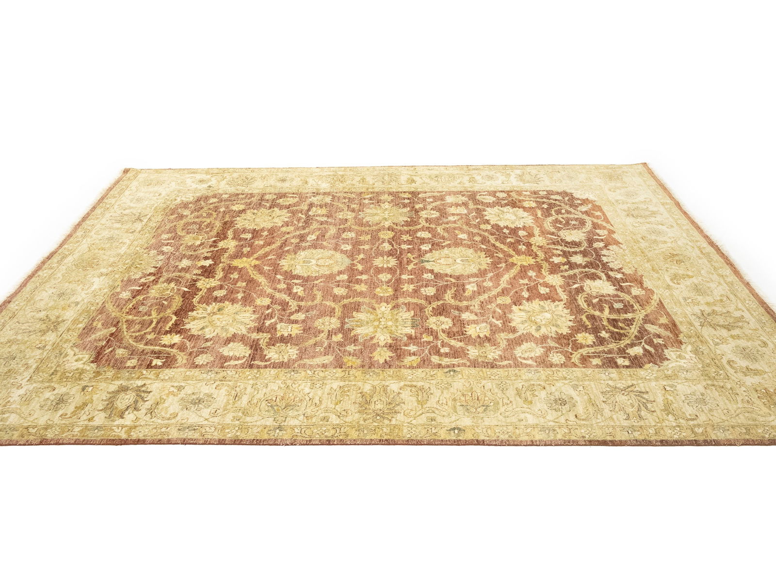 Muted Rusty Brown Floral Peshawar 8X10 Pakistan Oriental Rug - 6